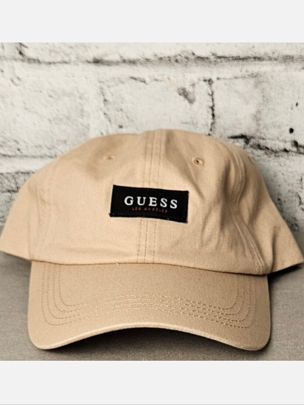 Guess Los Angeles Logo Baseball Cap Tan Adjustable Strap Hat